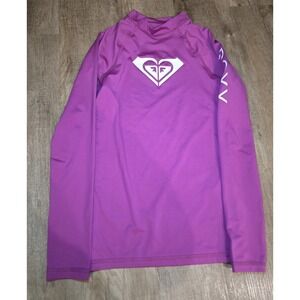 CUTE ROXY Purple Pink Long Sleeve Rash Guard T Shirt Swimming Top Girls 12 Large